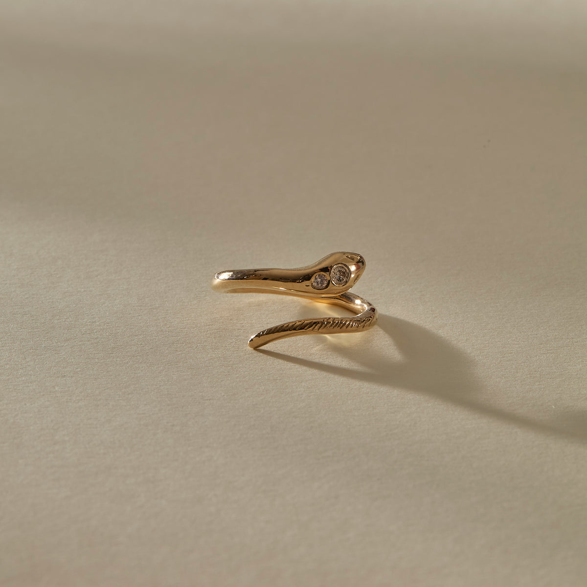 Stoned Serpent Smokey Quartz Ring | Gold