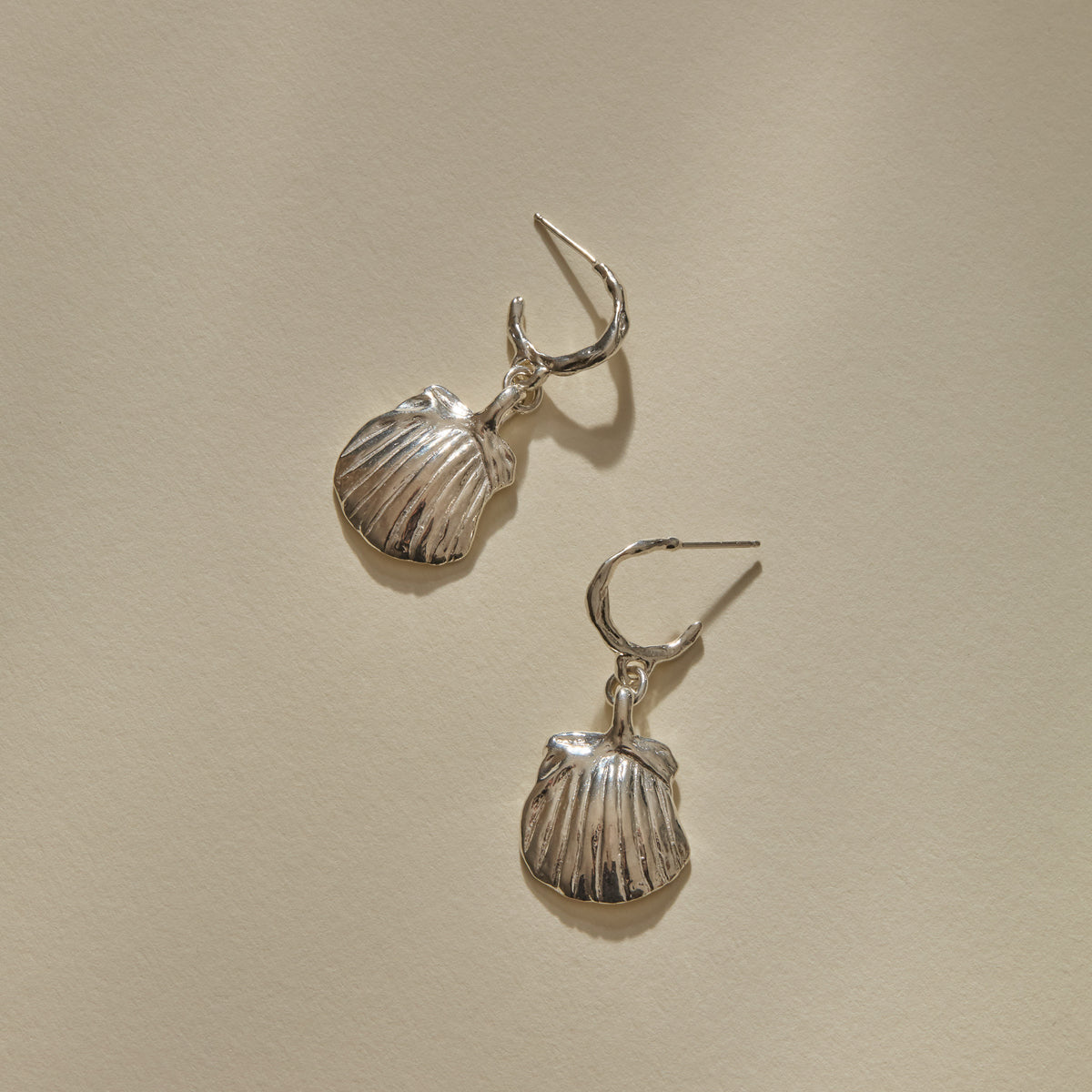 Elysian Shell Hoops | Silver