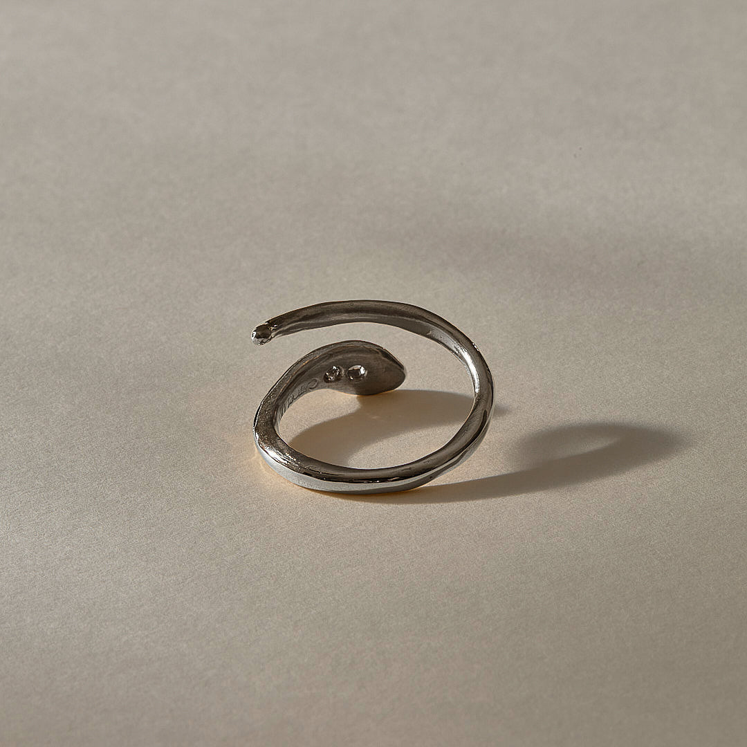 Stoned Serpent Smokey Quartz Ring | Silver