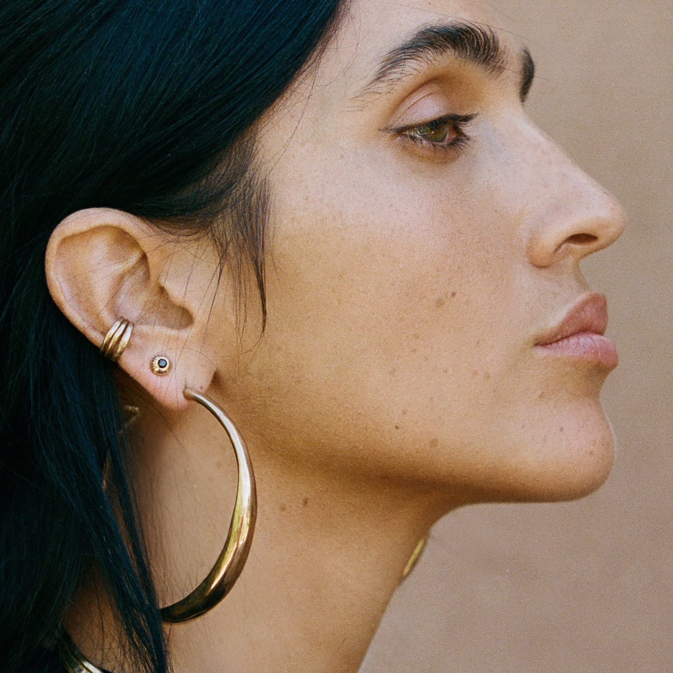 Temple Black Diamond Studs | Silver