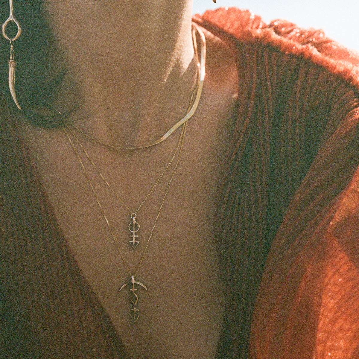 Mini Ma'at Charm Necklace | Bronze