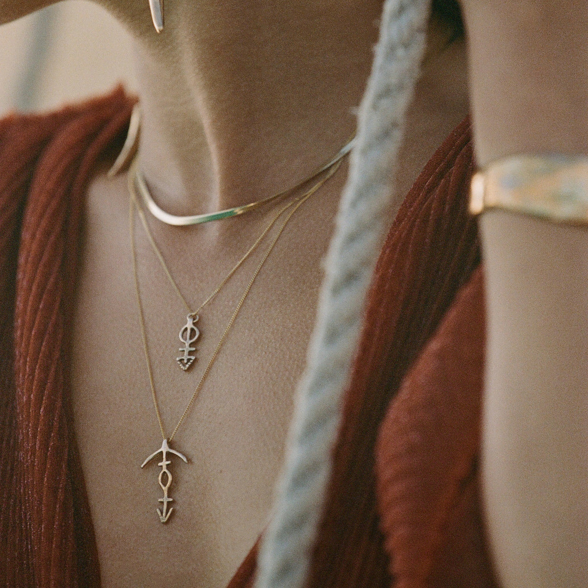 Mini Ma'at Charm Necklace | Bronze