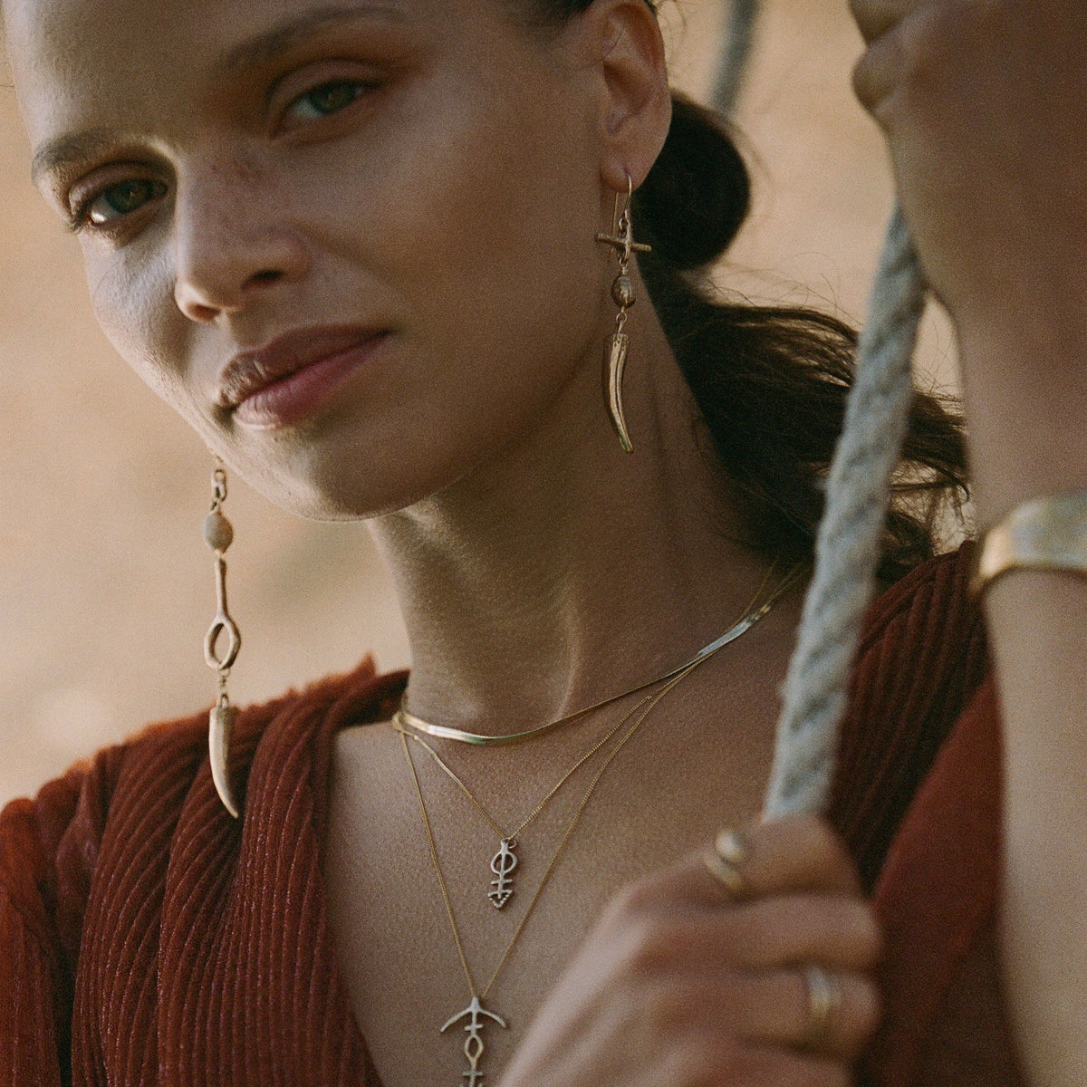 Gathering the Bones Earrings | Bronze