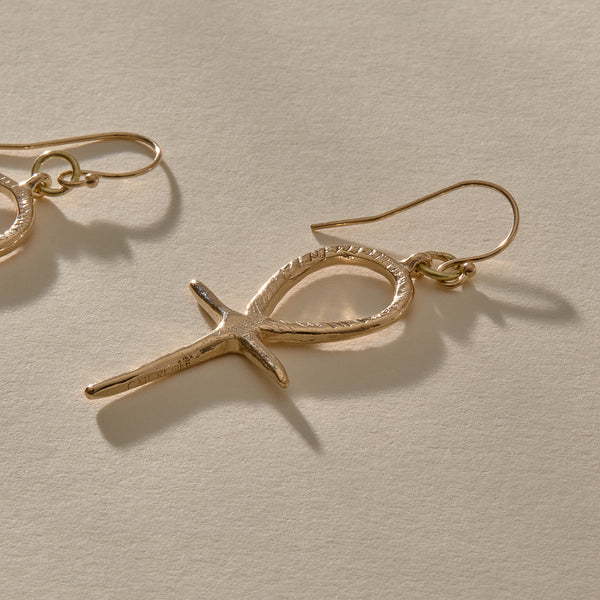 Ankh Earrings | Gold