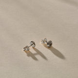 Temple Black Diamond Studs | Silver