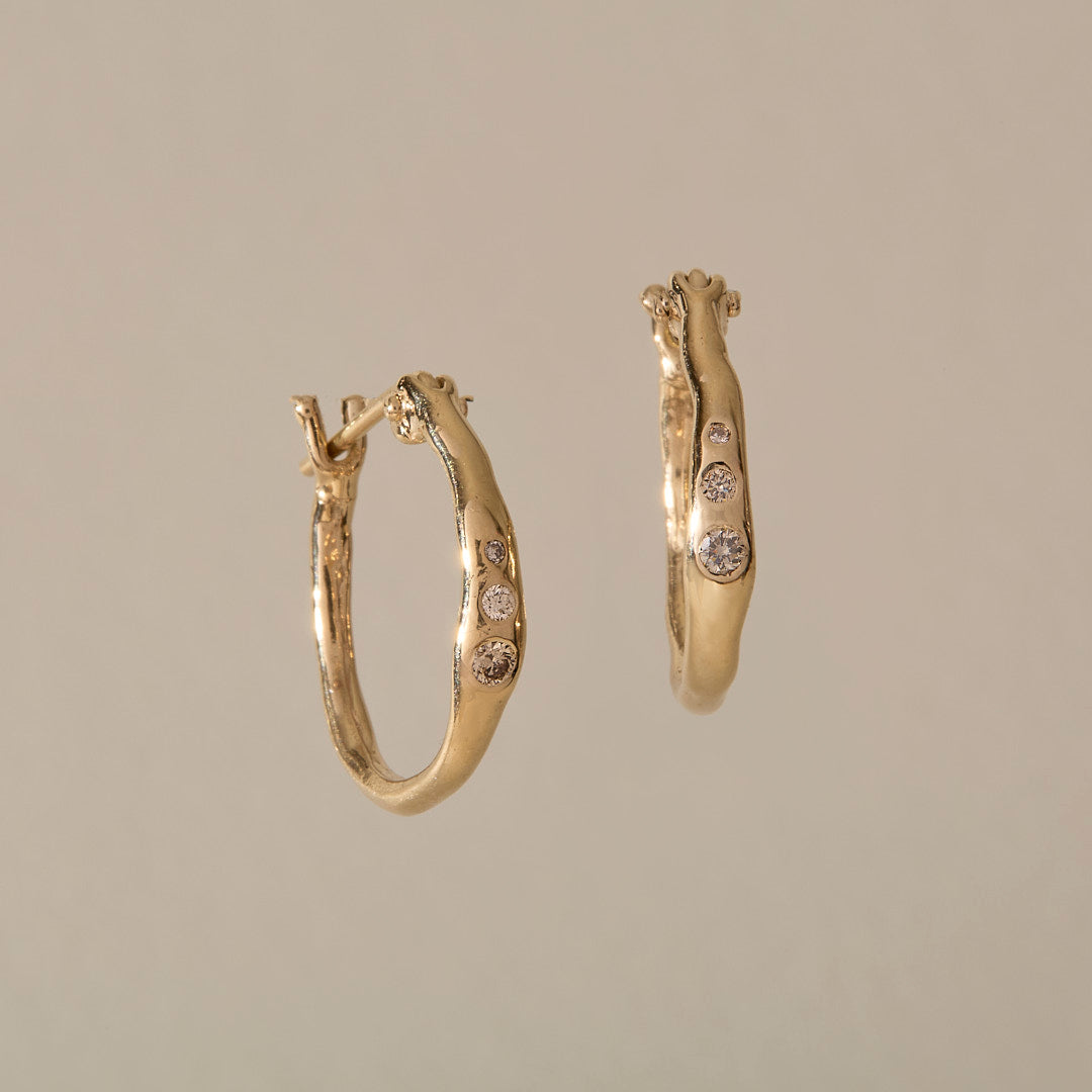 Vida Champagne Diamond Hoops | Gold