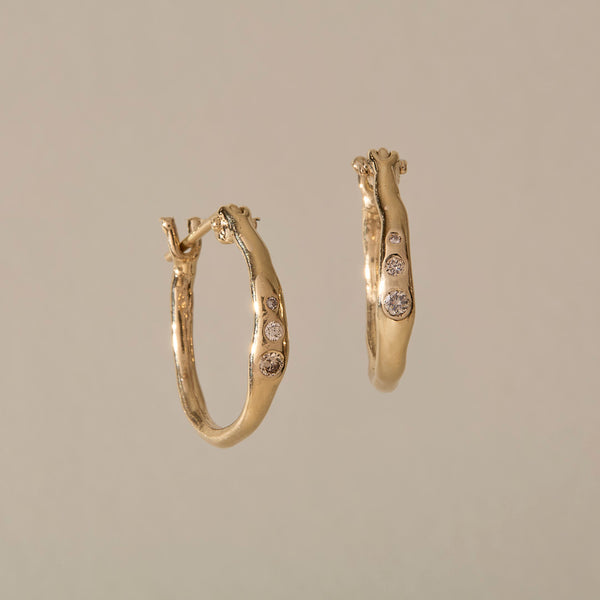 Vida Champagne Diamond Hoops | Gold