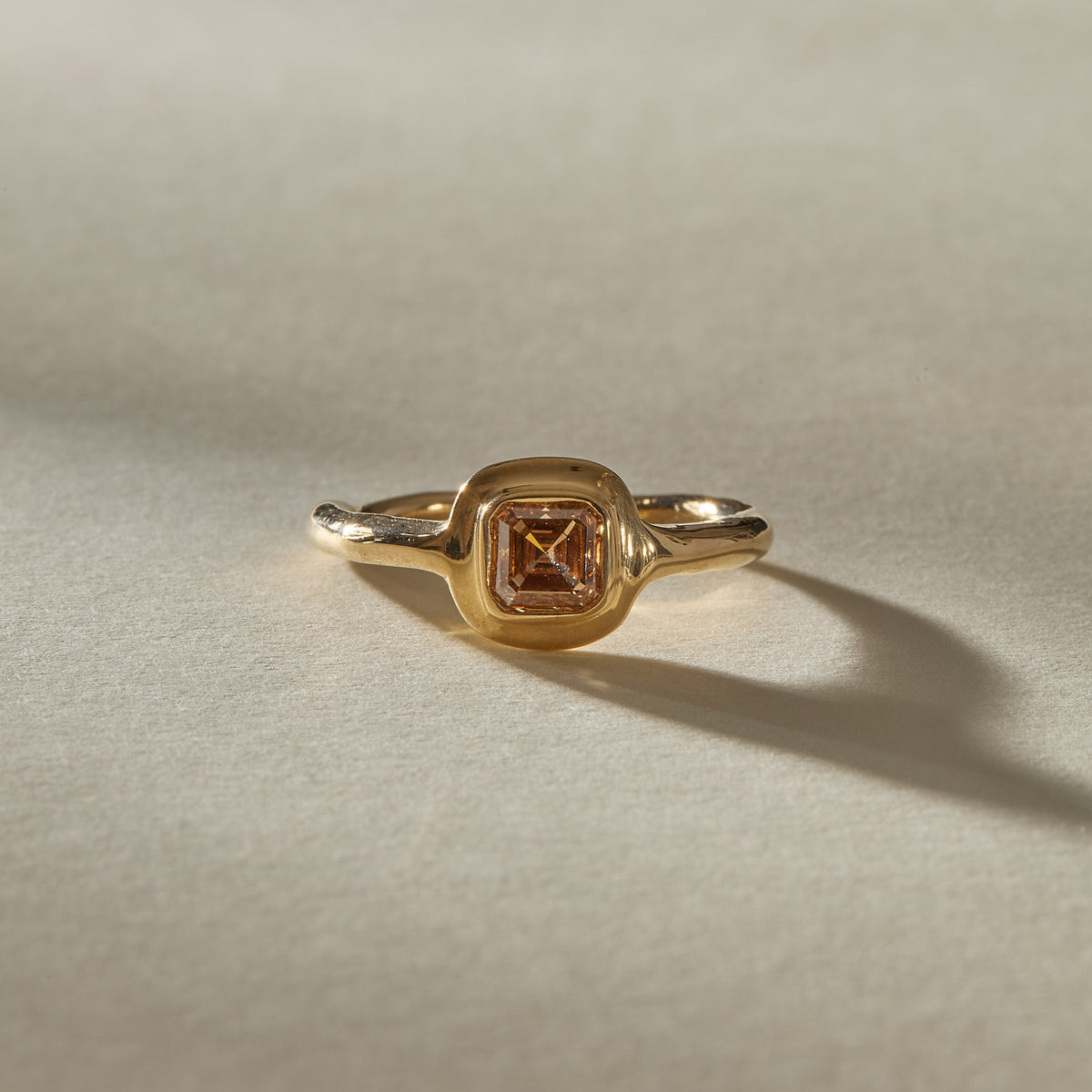 Nooré Square Step Cut Champagne Diamond Ring