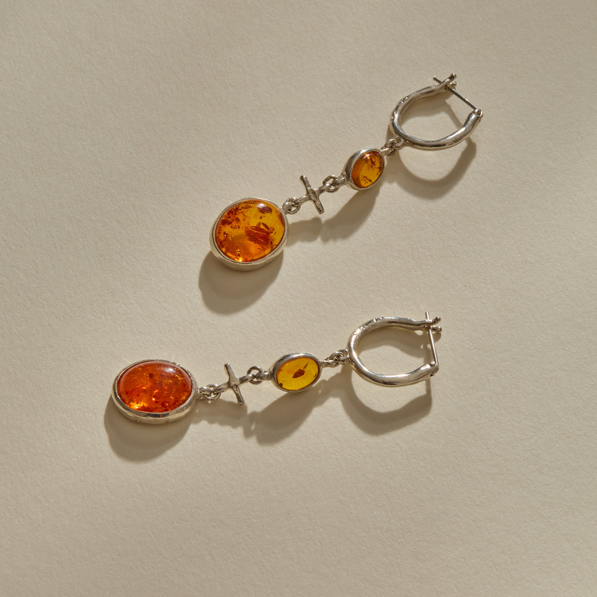 Jūratė Amber Chandeliers Earrings | Silver