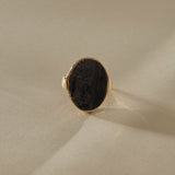 Black Tourmaline Amulet Ring II | Gold