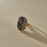 Black Tourmaline Amulet Ring II | Gold