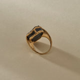 Black Tourmaline Amulet Ring II | Gold