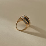 Black Tourmaline Amulet Ring II | Gold