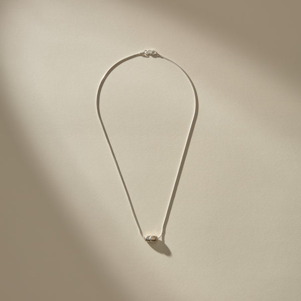 Crescent Stone Necklace | Silver