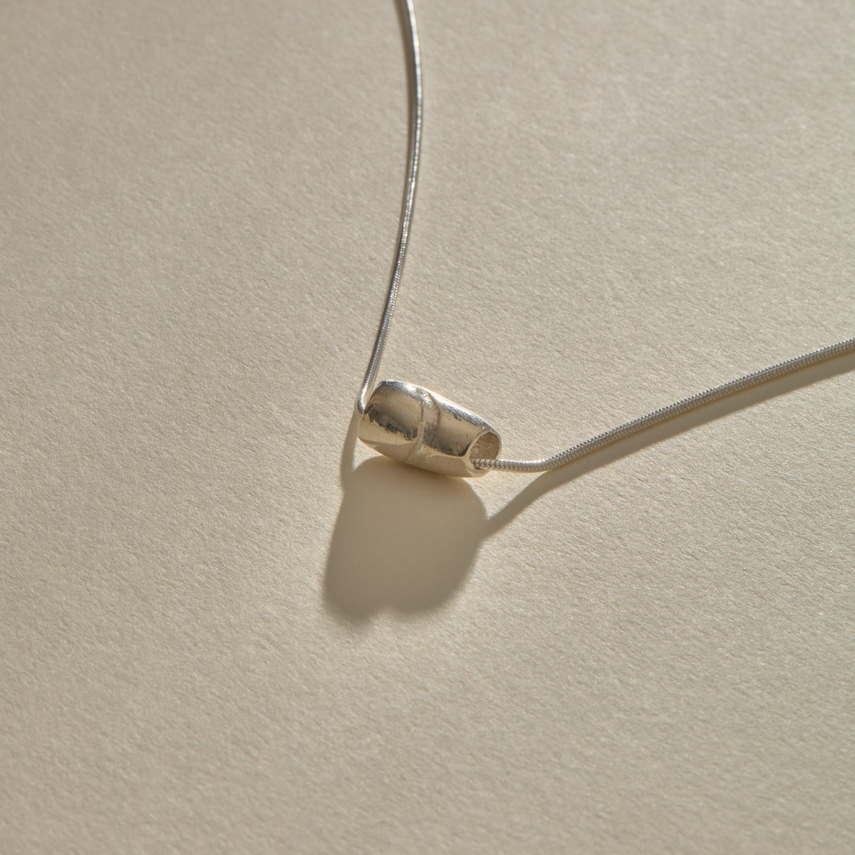 Crescent Stone Necklace | Silver