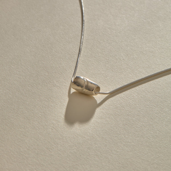 Crescent Stone Necklace | Silver