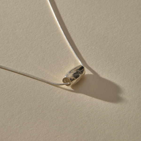 Crescent Stone Necklace | Silver