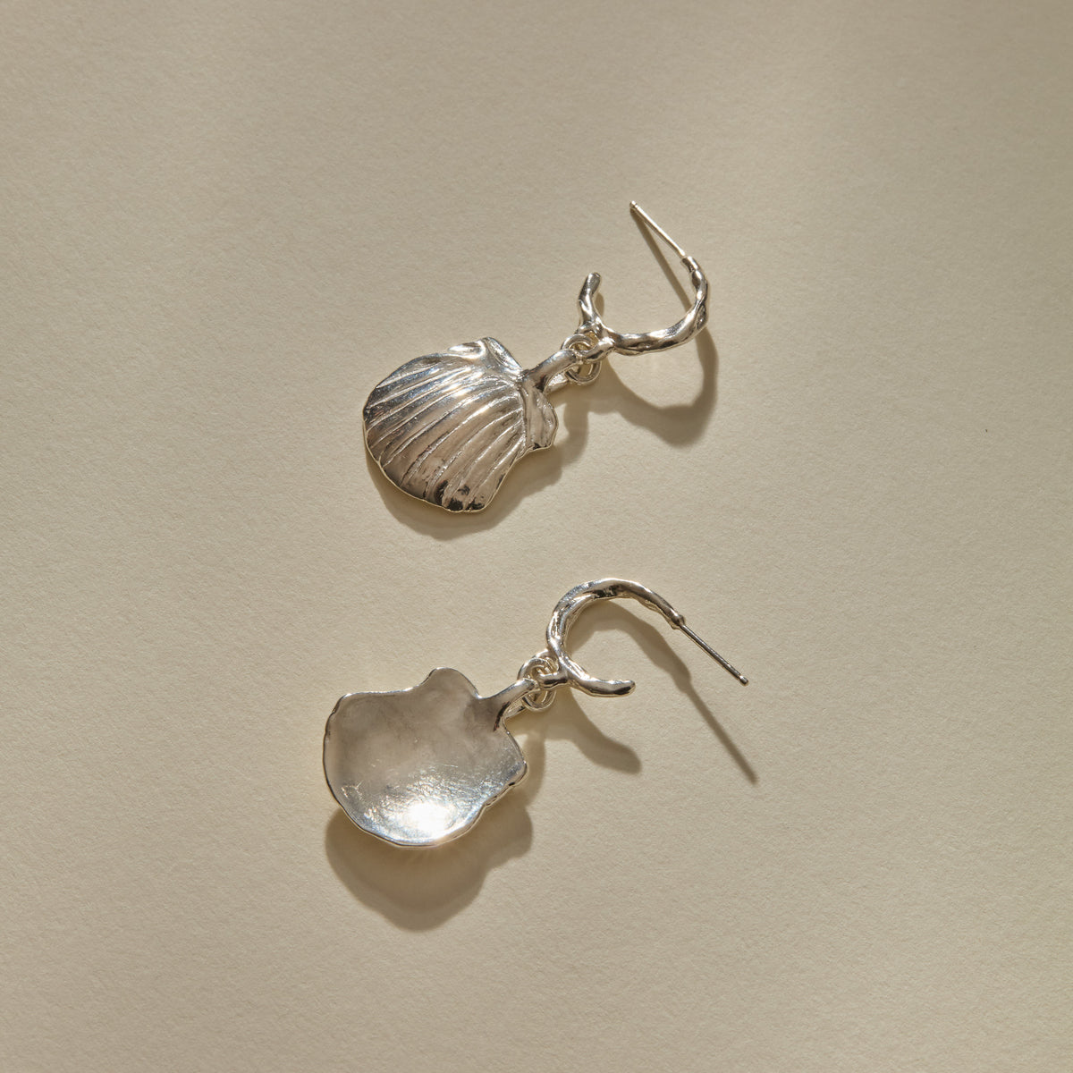 Elysian Shell Hoops | Silver