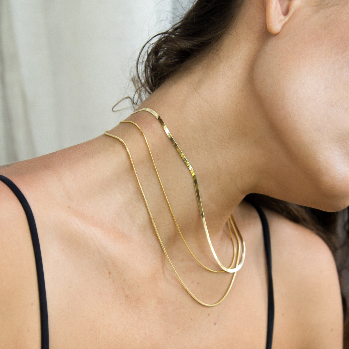 Fehu 2.5mm Herringbone Necklace | Gold