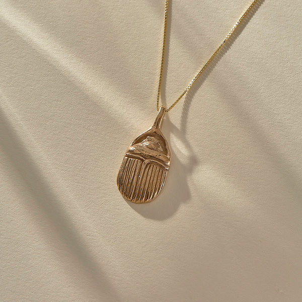 Scarab Amulet Necklace | Bronze