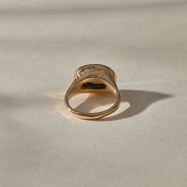 Smoky Quartz Signet Ring | Bronze