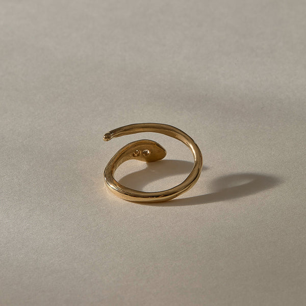 Stoned Serpent Smokey Quartz Ring | Gold