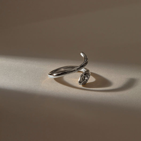 Stoned Serpent Smokey Quartz Ring | Silver